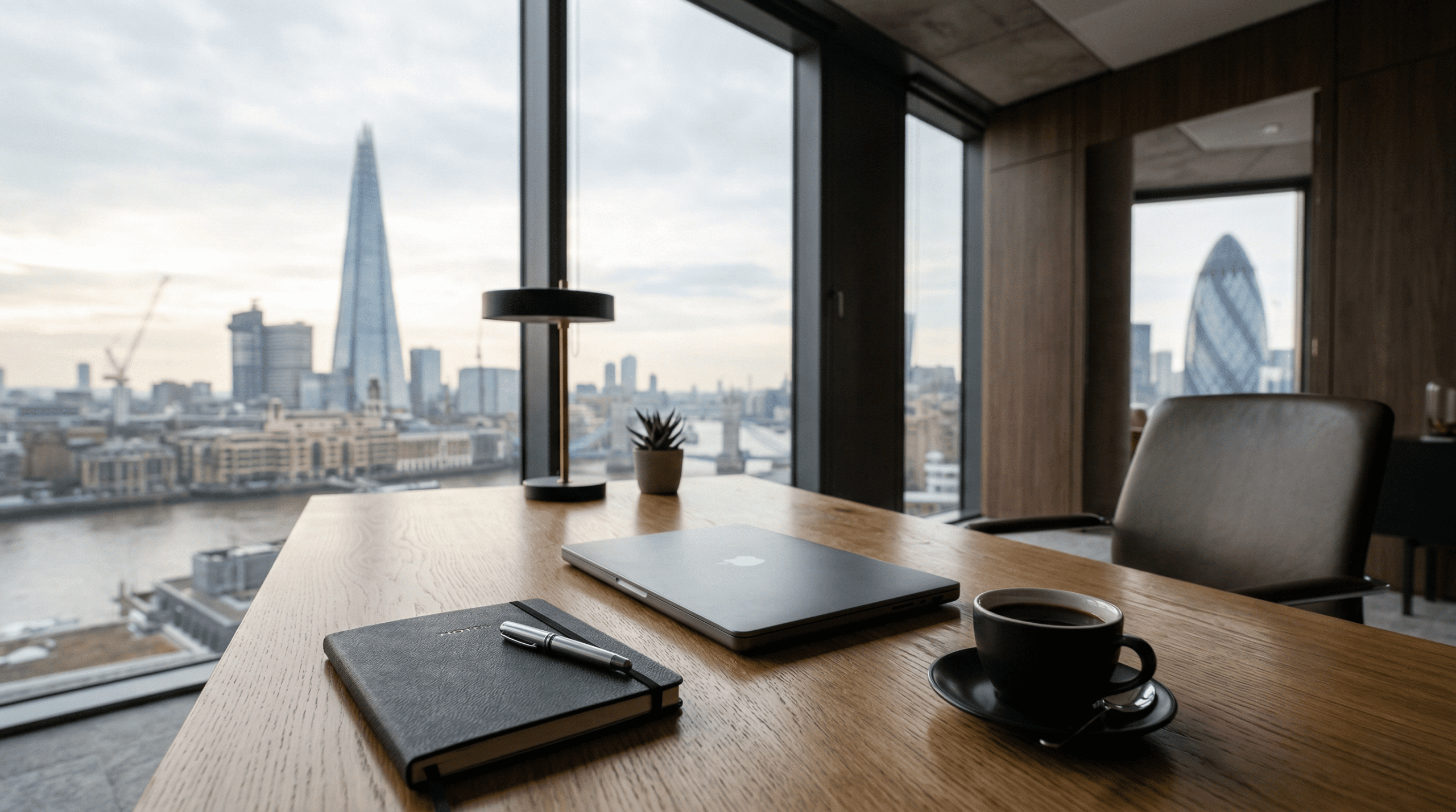 Professional social media management workspace in London office